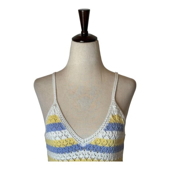 French Connection Sweater Women‎ Small White Ladder Stitch Crochet Crop Tank Top - Picture 5 of 11
